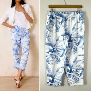 TOMMY BAHAMA Island Gauze Crop Pants M Hibiscus Floral Pull-On Tropical Vacation